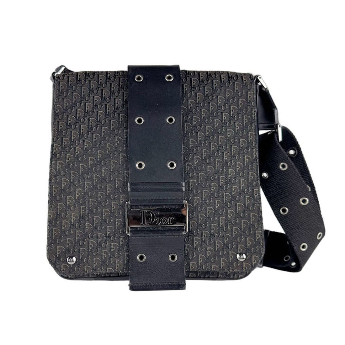 Christian Dior Crossbody Shoulder Bag, Canvas and Leather, Black, Men's Women's, z10919: --- Catalog ---Category: SizeSize (HxWxD): 24cm x 24cm x 6cm / 9.44'' x 9.44'' x 2.36''Category: DesignType: Shoulder bagColor: BlackGender: Men,WomenMaterial: Canvas , Leather Category: GeneralBrand: