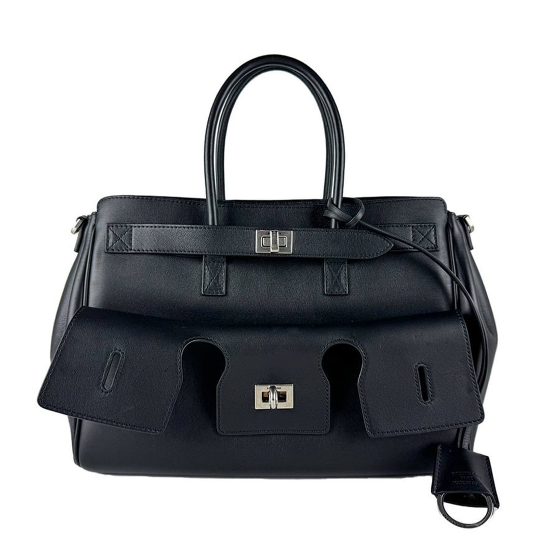 Balenciaga BALENCIAGA Handbag Shoulder Bag Bel Air Carryall Medium Leather Black Women's z10901 (1 of 14)