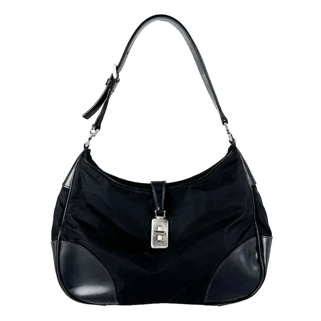 Prada handbag, nylon and leather, black, women's, KPB084 z10928: --- Catalog ---Category: SizeSize (HxWxD): 22cm x 28cm x 7cm / 8.66'' x 11.02'' x 2.75''Category: DesignType: HandbagColor: BlackGender: WomenMaterial: Nylon , Leather Category: GeneralMPN: KPB084Bran
