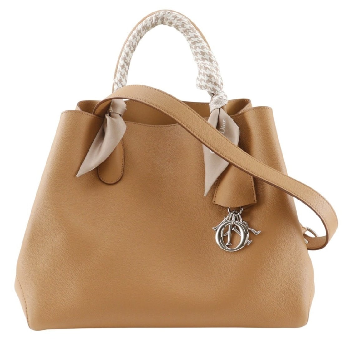 Christian Dior Open Bar Medium Handbag 2-Way Shoulder Bag Calfskin Beige A4 Turnlock Women's (1 of 16)