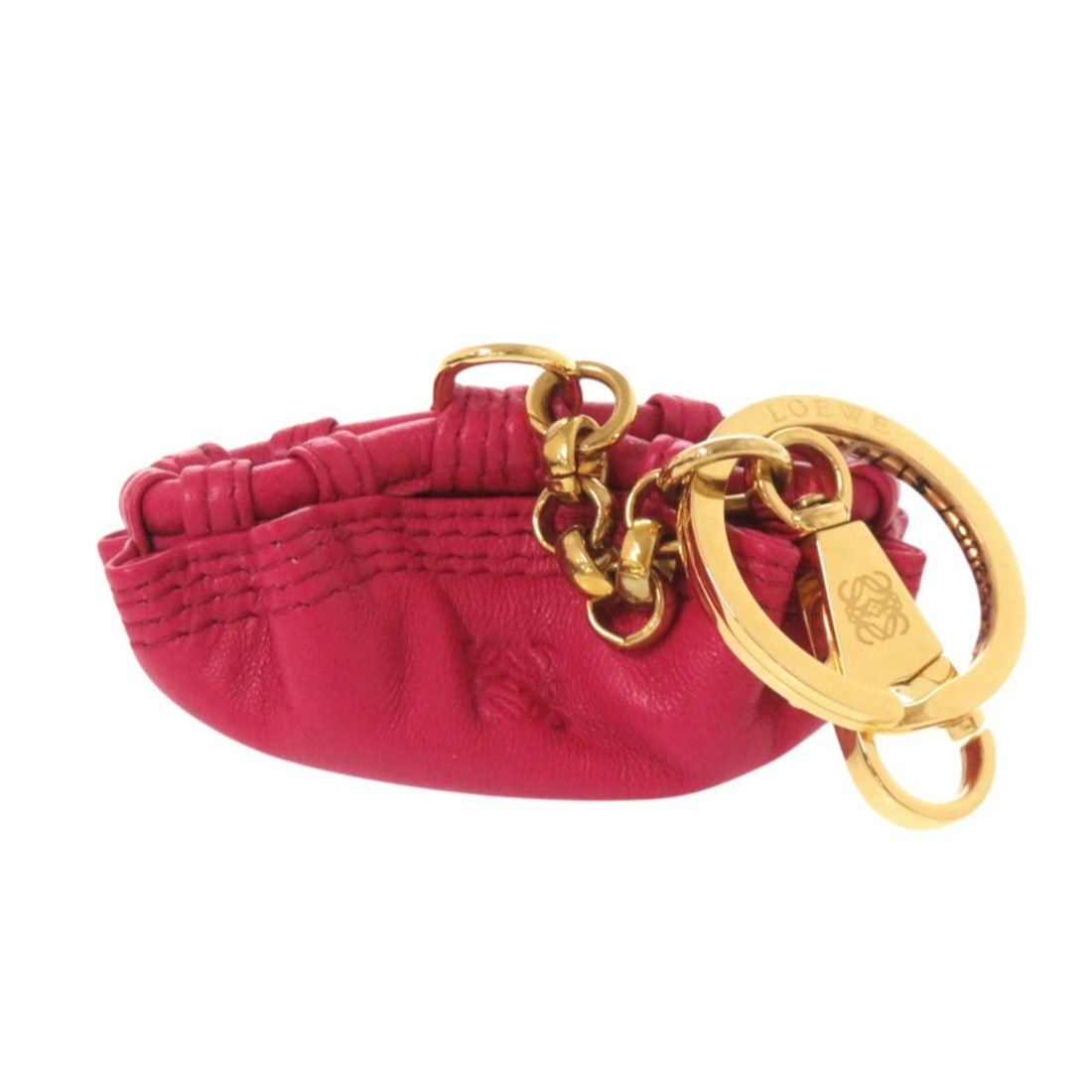 Loewe Nappa Aire Leather Pink Gold Hardware Keychain Accessory Bag Charm 1551 LOEWE: --- Catalog ---Category: SizeSize (HxWxD): 3cm x 7cm x 3cm / 1.18'' x 2.75'' x 1.18''Category: DesignType: KeyringColor: Gold, PinkGender: Women,MenMaterial: LeatherCategory: GeneralBrand: Loewe--- It