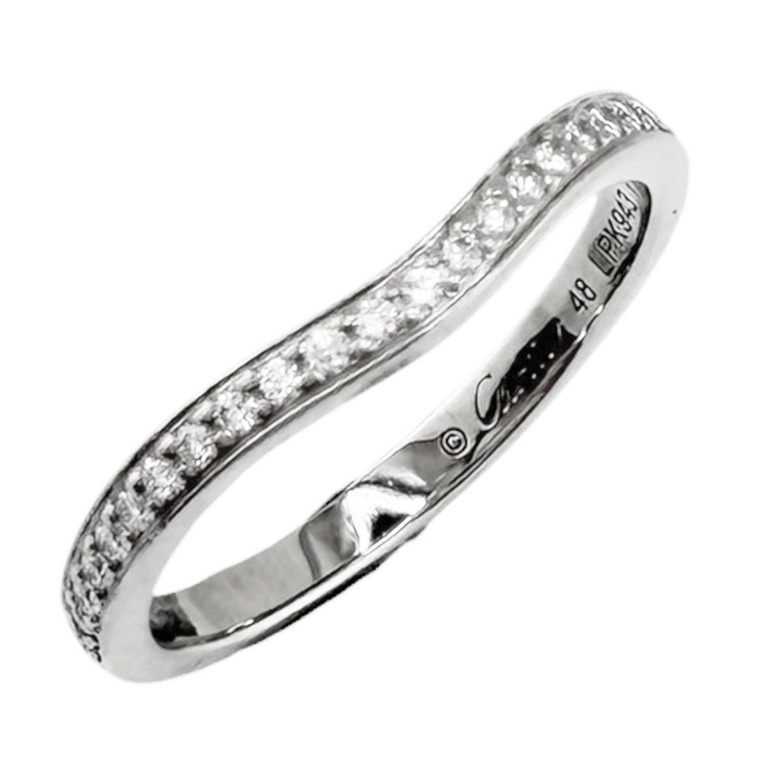 Cartier Ballerina Curve Wedding Ring, Pt950 Platinum Diamond Women's Pre-owned Half Eternity Ring: --- Catalog ---Category: SizeJP Size: 8US Size: 4.5Category: DesignType: Band ringColor: SilverGender: WomenMaterial: Platinum 950Category: GeneralBrand: Cartier--- Item List ---Section: ConditionRank