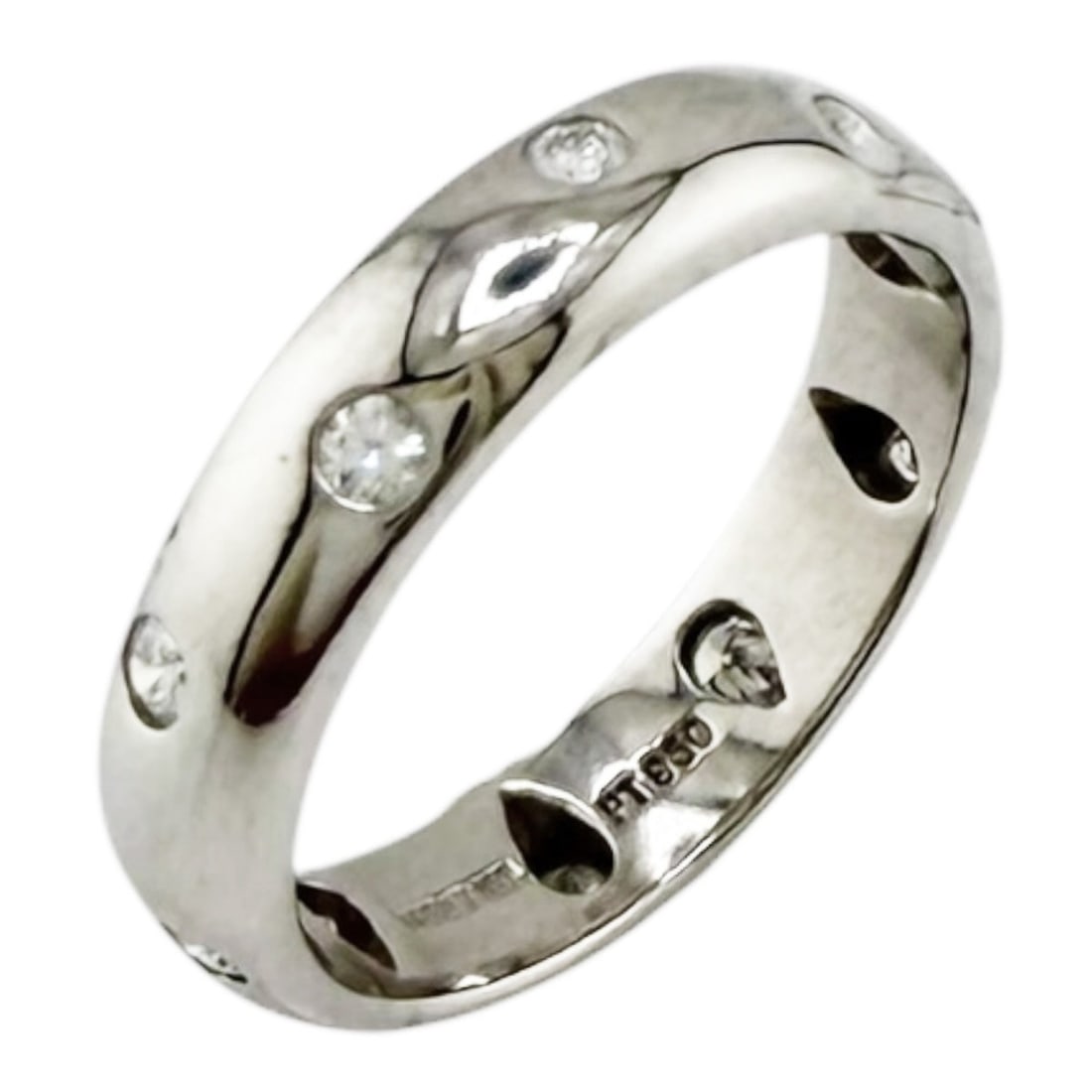 Tiffany & Co. Dots Ring, Platinum 950, Diamond, Women's, Pre-owned.: --- Catalog ---Category: SizeJP Size: 9US Size: 5Category: DesignType: Band ringColor: SilverGender: WomenMaterial: Platinum 950Category: GeneralBrand: Tiffany--- Item List ---Section: ConditionRankin