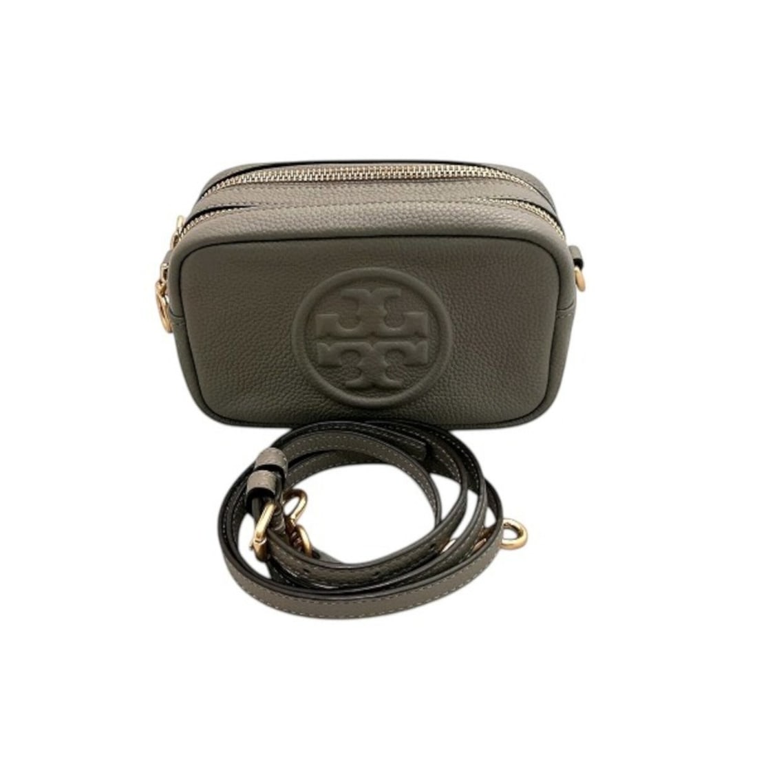 Tory Burch Perry Bombe Shoulder Bag, Pebbled Leather: --- Catalog ---Category: SizeSize (HxWxD): 11cm x 7cm / 4.33'' x 2.75''Category: DesignType: Shoulder bagColor: GrayGender: WomenMaterial: Leather Category: GeneralBrand: Tory Burch--- Item List ---Se