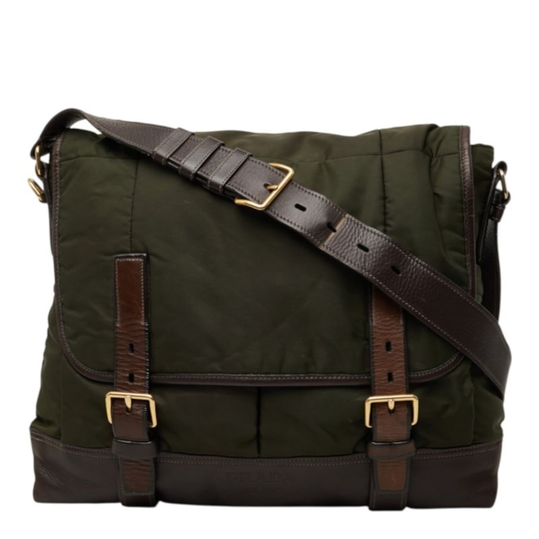 Prada Messenger Bag, Crossbody Shoulder Khaki Nylon Leather, Women's PRADA: --- Catalog ---Category: SizeSize (HxWxD): 36.5cm x 40cm x 4cm / 14.37'' x 15.74'' x 1.57''Category: DesignType: Messenger bag, Shoulder bagColor: KhakiGender: WomenMaterial: Nylon , Leather Category: