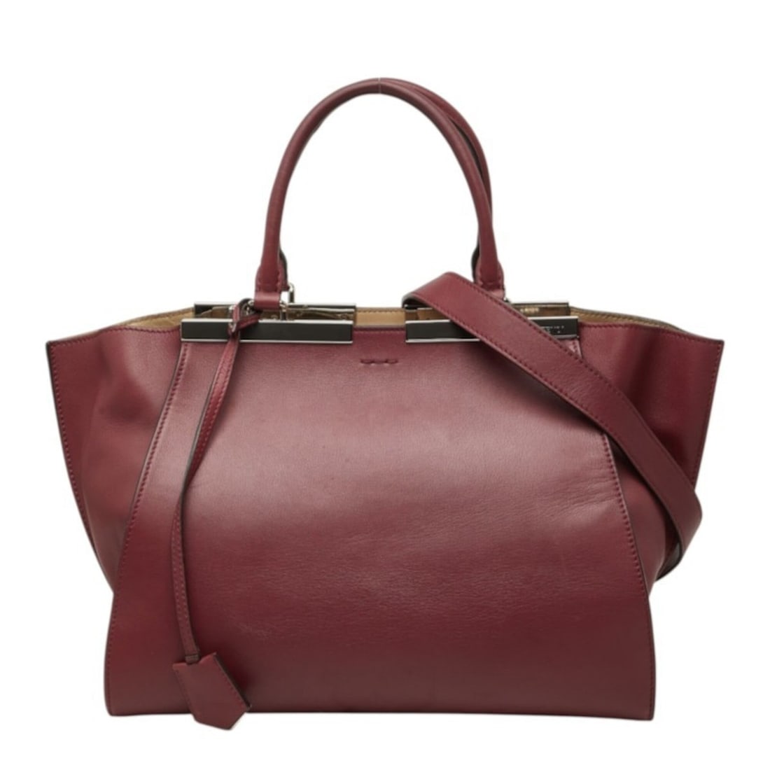 Fendi Trois Jours Handbag Shoulder Bag 2WAY 8BH279-Z6N Wine Red Leather Women's FENDI (1 of 10)