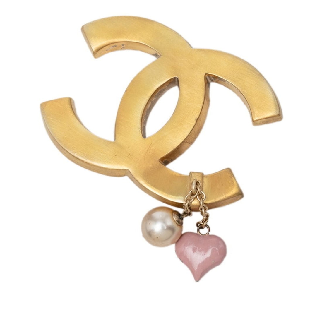 Chanel Coco Mark Heart Motif Brooch, Gold Pink Plated, Faux Pearl, Women's CHANEL: --- Catalog ---Category: SizeSize (HxWxD): 3.25cm x 4.39cm / 1.27'' x 1.72''Category: DesignType: BroochColor: Gold, PinkStone: Artificial pearlGender: WomenMaterial: Gold platingCategory: GeneralBran