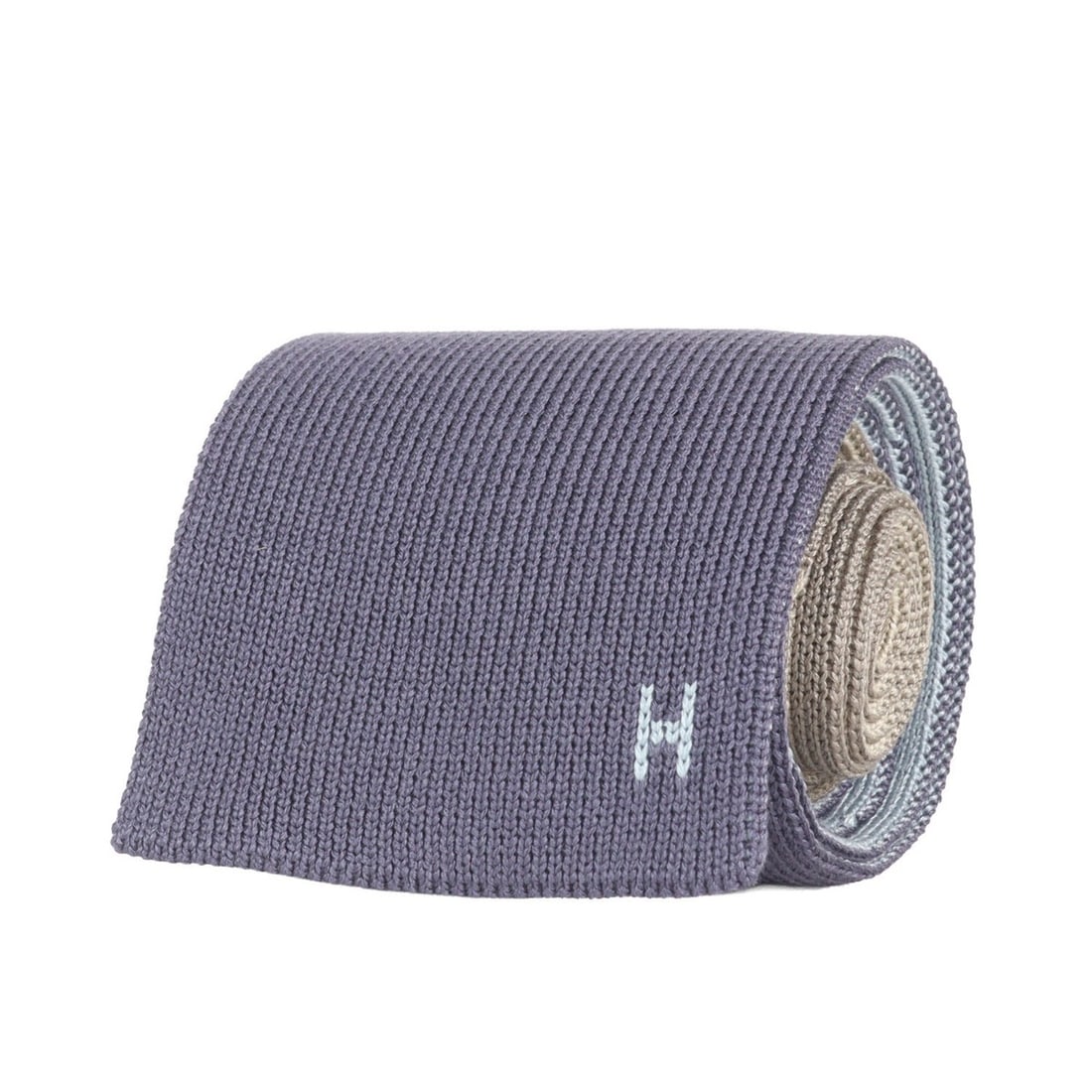 HERMES Hermes Tie, H Logo, Reversible Silk Knit Square Gray/Navy, Made in Italy, Formal, Office,: --- Catalog ---Category: SizeWidth: 8cm / 3.14''Total Length: 150cm / 59.05''Category: DesignType: CravatColor: Gray, NavyGender: MenMaterial: Silk Category: GeneralBrand: HermesCountry of Origin: Ita