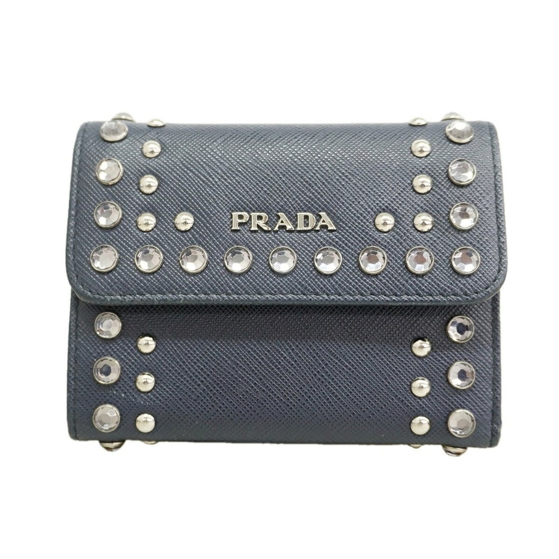 Prada Tri-fold Wallet, Saffiano Leather, Navy, Women's: --- Catalog ---Category: SizeSize (HxWxD): 10cm x 12cm x 3cm / 3.93'' x 4.72'' x 1.18''Category: DesignType: Wallet (tri-fold)Color: NavyGender: WomenMaterial: Leather Category: GeneralBrand: Prada---