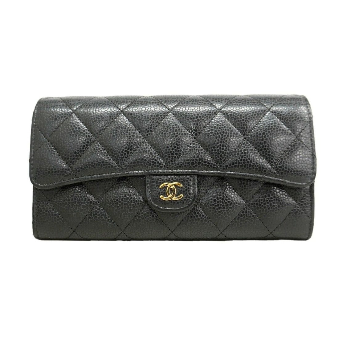 Chanel Matelassé Long Wallet, Caviar Leather, Black, Women's: --- Catalog ---Category: SizeSize (HxWxD): 11cm x 19cm x 4cm / 4.33'' x 7.48'' x 1.57''Category: DesignType: Long wallet (bi-fold)Color: BlackGender: WomenMaterial: Grained Calfskin Category: GeneralB