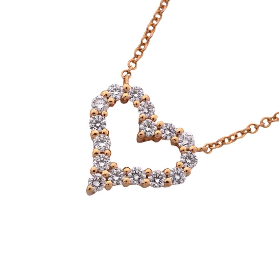 Tiffany & Co. Sentimental Heart Necklace, 18K Pink Gold, Diamond, Women's: --- Catalog ---Category: SizePendant Size: 11.6mm x 12.3mm / 0.45'' x 0.48''Neck Circumference: 40.5 cm / 15.94''Category: DesignStone: DiamondGender: WomenMaterial: Pink gold (18K)Necklace Type: Neck