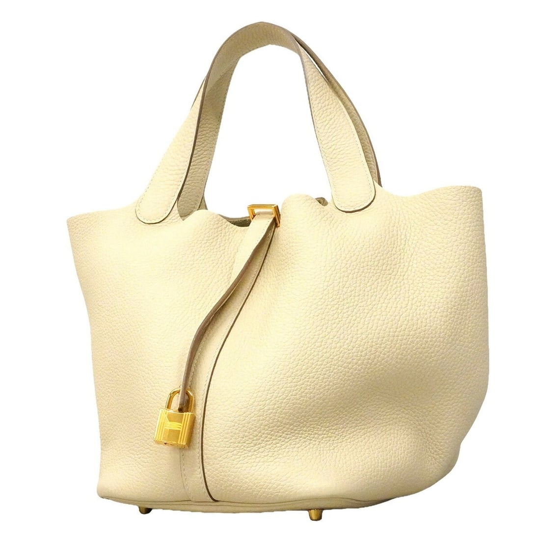 Hermes Picotin Lock MM handbag, Taurillon Clemence leather, Craie, Z stamp, women's. (1 of 8)
