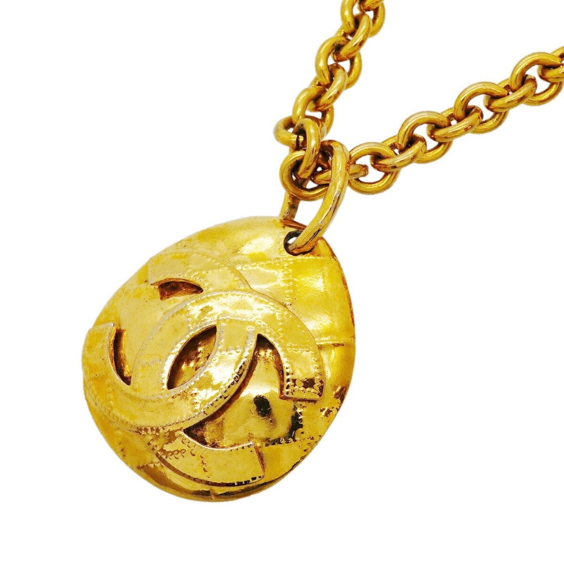 Chanel Necklace, Coco Mark, Matelassé, GP Plated, Gold, Women's: --- Catalog ---Category: SizePendant Size: 57.4mm x 38.3mm / 2.25'' x 1.5''Neck Circumference: 79.5 cm / 31.29''Category: DesignColor: GoldGender: WomenMaterial: Gold platingNecklace Type: NecklaceCat