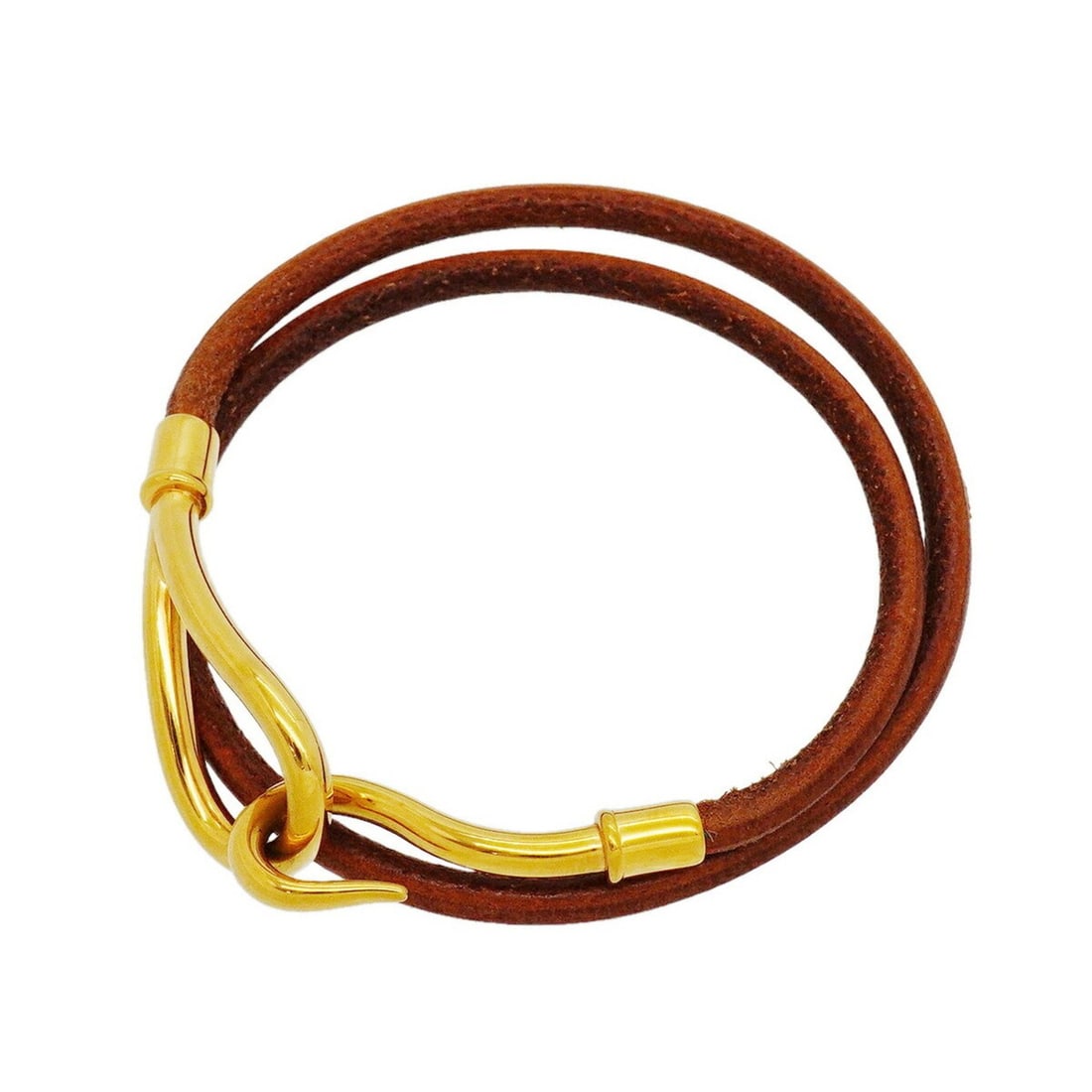 Hermes Jumbo Hook Bracelet, GP Plated Leather, Gold Brown, Women's: --- Catalog ---Category: SizeLength: 17cm / 6.69''Category: DesignType: Charm braceletColor: Brown, GoldGender: WomenMaterial: Gold plating, LeatherCategory: GeneralBrand: Hermes--- Item List ---Secti