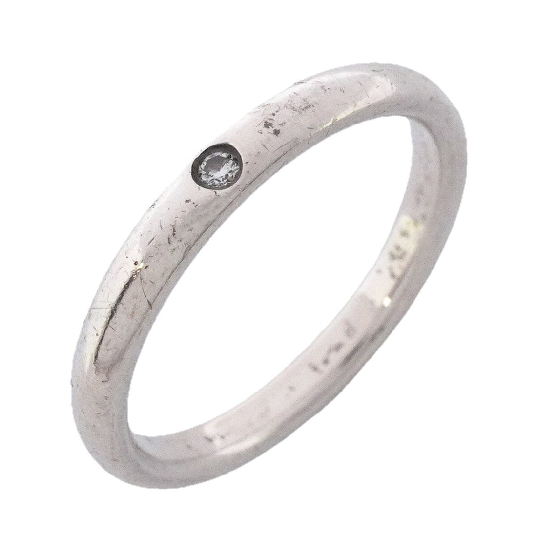 Tiffany & Co. Stacking Band Ring, 1PD (One Diamond), Sterling Silver 925, Size 16.5, Women's: --- Catalog ---Category: SizeJP Size: 16.5US Size: 8Category: DesignType: Band ringStone: DiamondGender: WomenMaterial: Silver 925Category: GeneralBrand: Tiffany--- Item List ---Section: ConditionRank