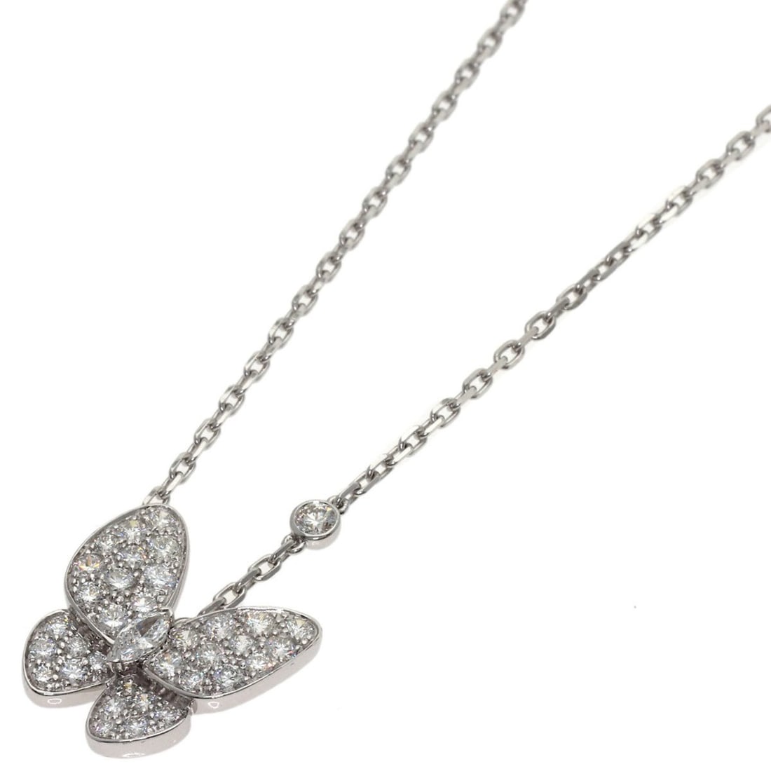 Van Cleef & Arpels de Papillon Diamond Necklace, 18K White Gold, Women's: --- Catalog ---Category: SizePendant Size: 15mm x 15.4mm / 0.59'' x 0.6''Neck Circumference: 42 cm / 16.53''Category: DesignStone: DiamondGender: WomenMaterial: White gold (18K)Necklace Type: Necklace