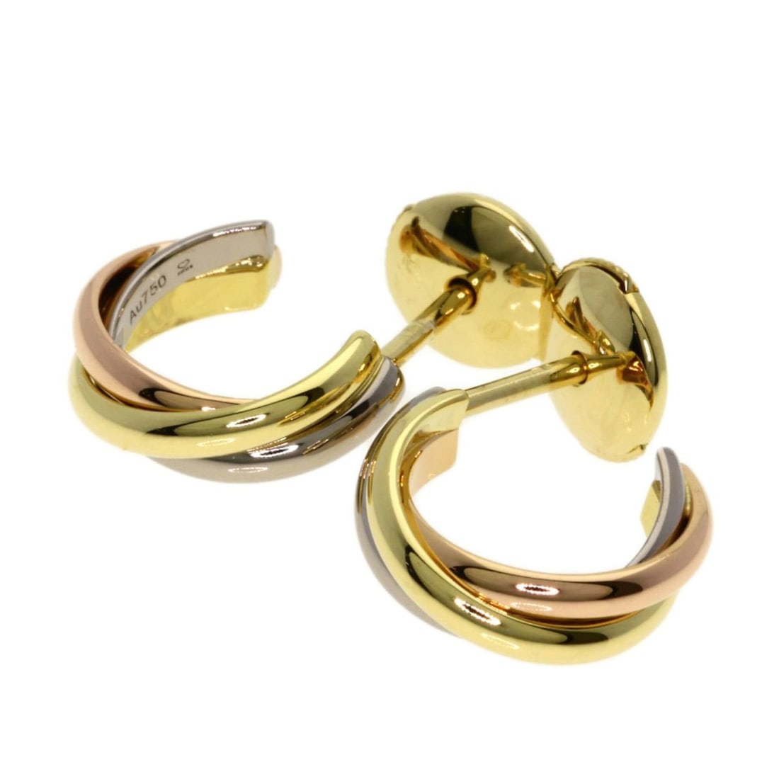 Cartier Trinity Earrings 18K Yellow Gold/18K Pink White Gold Women's CARTIER: --- Catalog ---Category: SizeSize (HxWxD): 12.80mm x 12.80mm / 0.50'' x 0.50''Category: DesignType: Stud earringsGender: WomenMaterial: Pink gold (18K), White gold (18K), Yellow gold (18K)Category: Ge