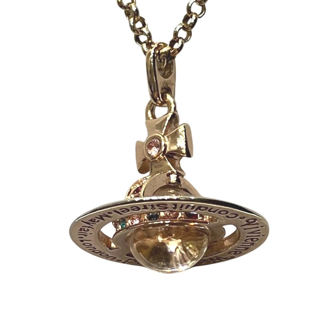 Vivienne Westwood Rhinestone Orb Necklace, Accessory, Total Weight 12g, 46cm, GP (Pink Gold): --- Catalog ---Category: SizePendant Size: 20mm x 23mm / 0.78'' x 0.9''Neck Circumference: 46 cm / 18.11''Category: DesignColor: Pink goldGender: WomenMaterial: Gold platingNecklace Type: NecklaceCate