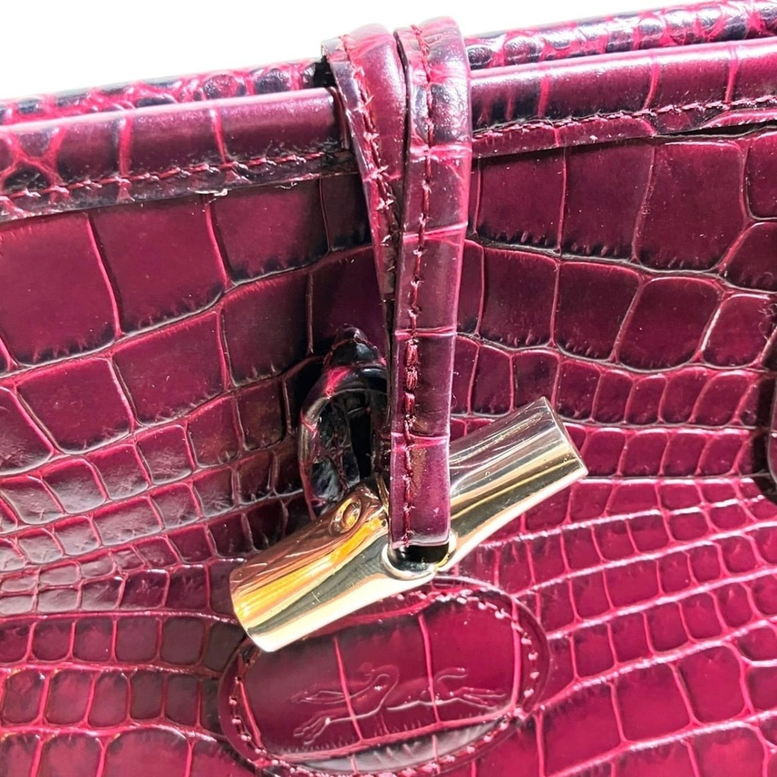 Longchamp Roseau handbag, embossed leather - 8
