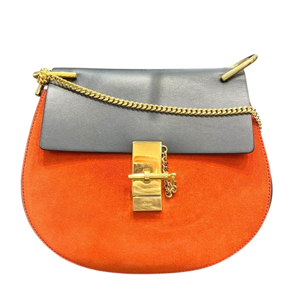 Chloé Chloe Drew Mini Bicolor Chain Shoulder Bag, Calfskin, Size 70 65 6: --- Catalog ---Category: SizeSize (HxWxD): 20cm x 22cm x 8cm / 7.87'' x 8.66'' x 3.14''Strap Length: 100cm / 39.36''Category: DesignType: Shoulder bagGender: WomenClosure: BeltMaterial: Leather Inner 