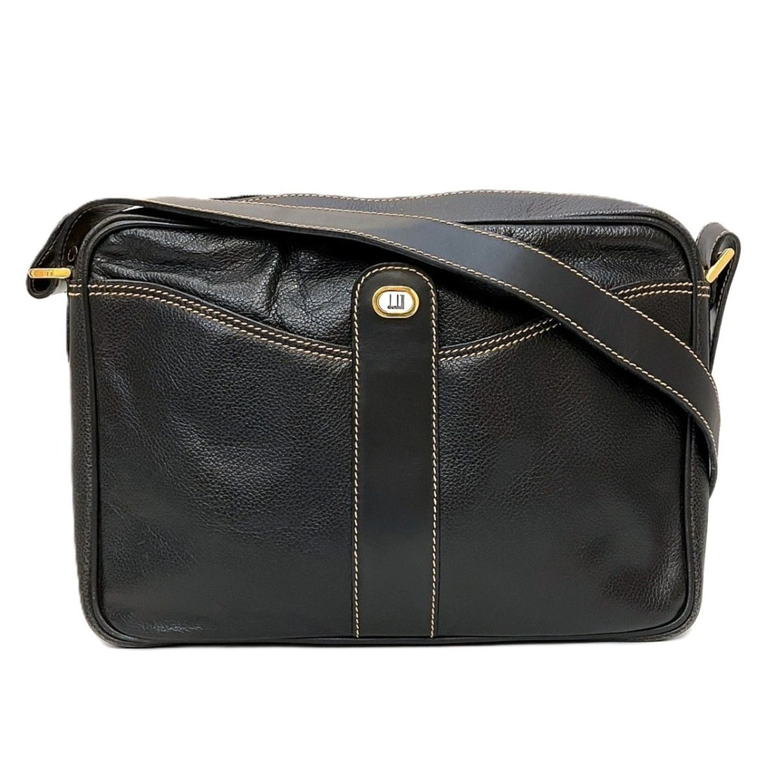 Dunhill leather shoulder bag: --- Catalog ---Category: SizeSize (HxWxD): 19cm x 27cm x 6.5cm / 7.48'' x 10.62'' x 2.55''Strap Length: 104cm - 104cm / 40.94'' - 40.94''Category: DesignType: Shoulder bagColor: BlackGender: WomenClos
