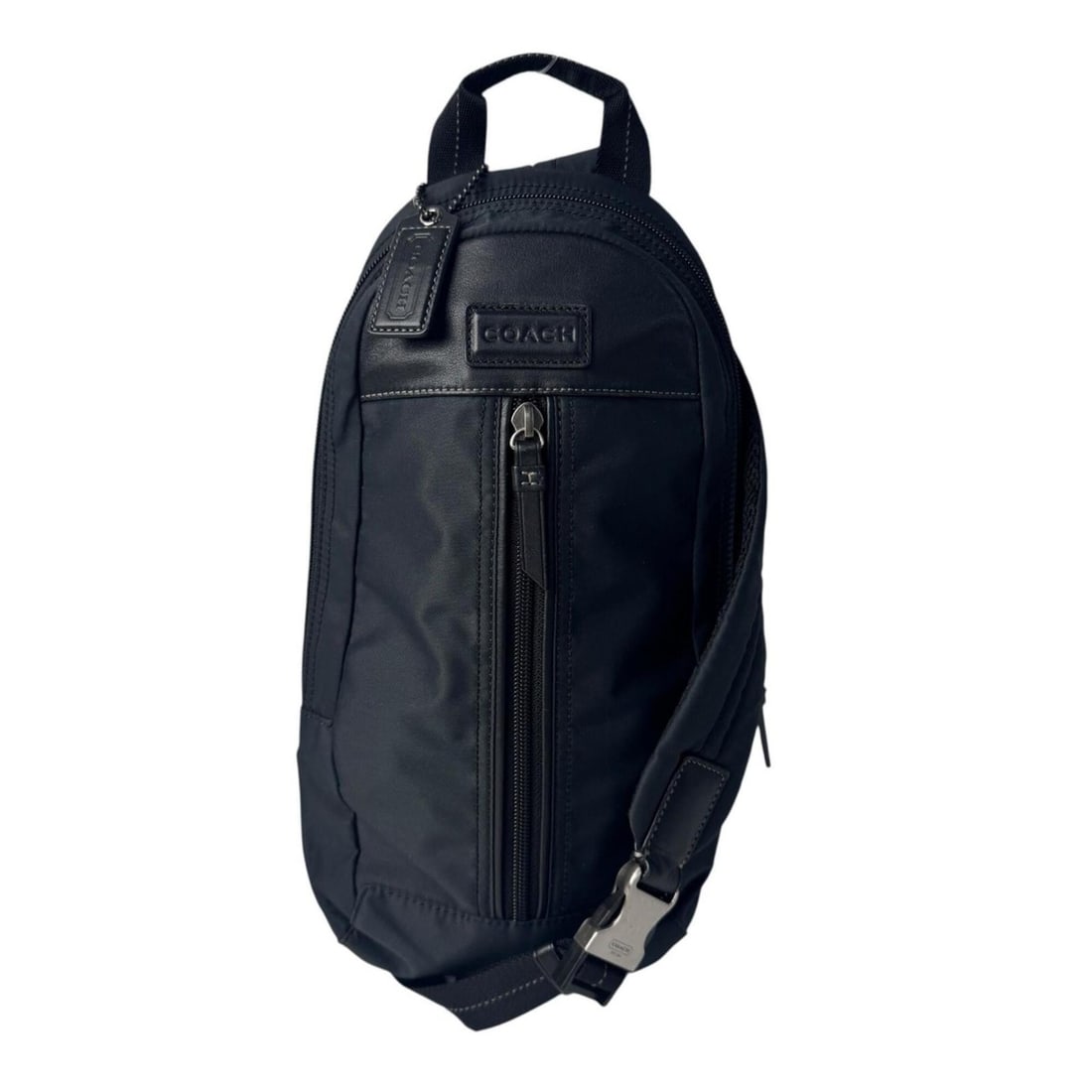 Coach sling bag, body one-shoulder crossbody bag for men.: --- Catalog ---Category: SizeSize (HxWxD): 39cm x 22cm x 6cm / 15.35'' x 8.66'' x 2.36''Category: DesignType: Sling bagColor: BlackGender: MenMaterial: Nylon Category: GeneralBrand: Coach--- Item List