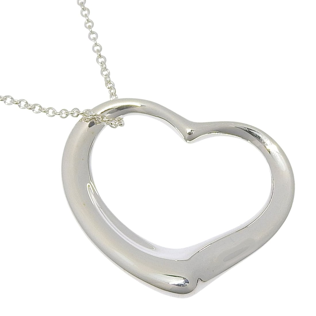 Tiffany & Co. Open Heart Large Long Necklace by Elsa Peretti, Sterling Silver 925, Approx. 14.1g,: --- Catalog ---Category: SizePendant Size: 35mm x 31mm / 1.37'' x 1.22''Neck Circumference: 77 cm / 30.31''Category: DesignGender: WomenMaterial: Silver 925Necklace Type: NecklaceCategory: GeneralBran