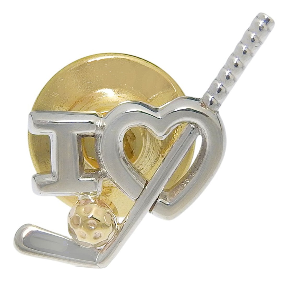 Tiffany & Co. I LOVE Golf Tie Pin, Sterling Silver 925, GOLF, Unisex: --- Catalog ---Category: SizeSize (HxWxD): 26.00mm x 19.00mm / 1.02'' x 0.75''Category: DesignType: Tie pinGender: Women,MenMaterial: Silver 925Category: GeneralBrand: Tiffany--- Item List ---Section: