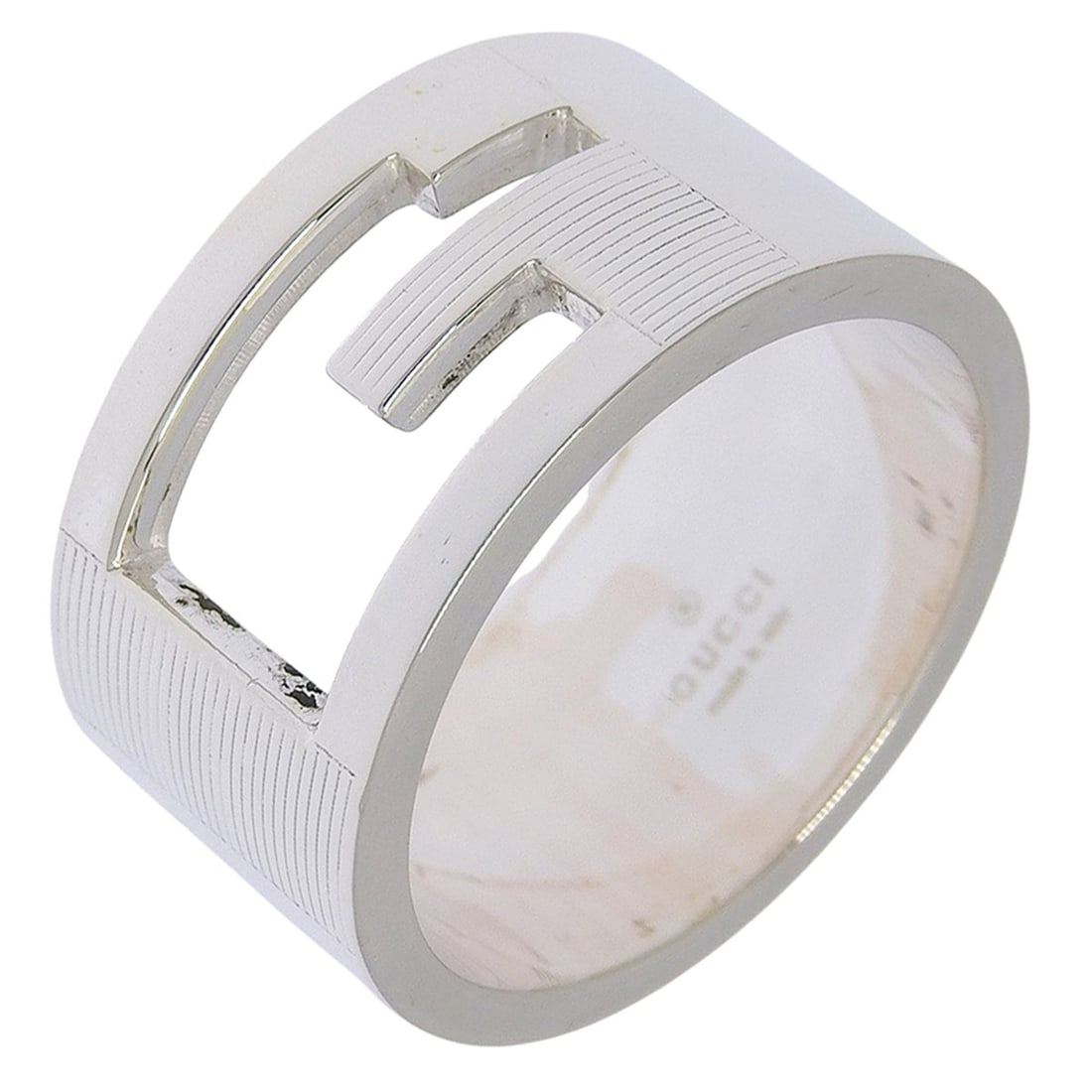 Gucci Branded G Ring, Size 21, Sterling Silver 925, Approx. 13.7g, Unisex: --- Catalog ---Category: SizeJP Size: 21US Size: 10Category: DesignType: Band ringGender: Women,MenMaterial: Silver 925Category: GeneralBrand: Gucci--- Item List ---Section: ConditionRanking: Rank A U