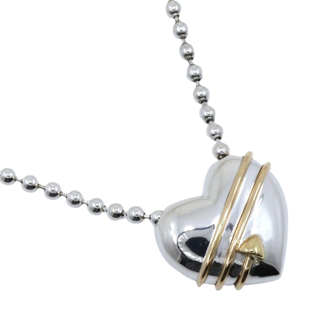 Tiffany & Co. Heart Arrow Necklace, Sterling Silver 925 x 18K Yellow Gold, Approx. 23.4g, Unisex.: --- Catalog ---Category: SizePendant Size: 17.5mm x 20mm / 0.68'' x 0.78''Neck Circumference: 45 cm / 17.71''Category: DesignGender: Women,MenMaterial: Silver 925, Yellow gold (18K)Necklace Type: Neck
