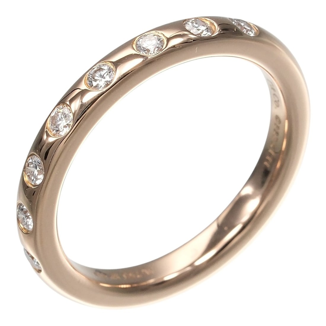 Tiffany & Co. Stacking Band Ring, Size 9, 18K Pink Gold, 8 Diamonds, Approx. 3.32g. (1 of 19)
