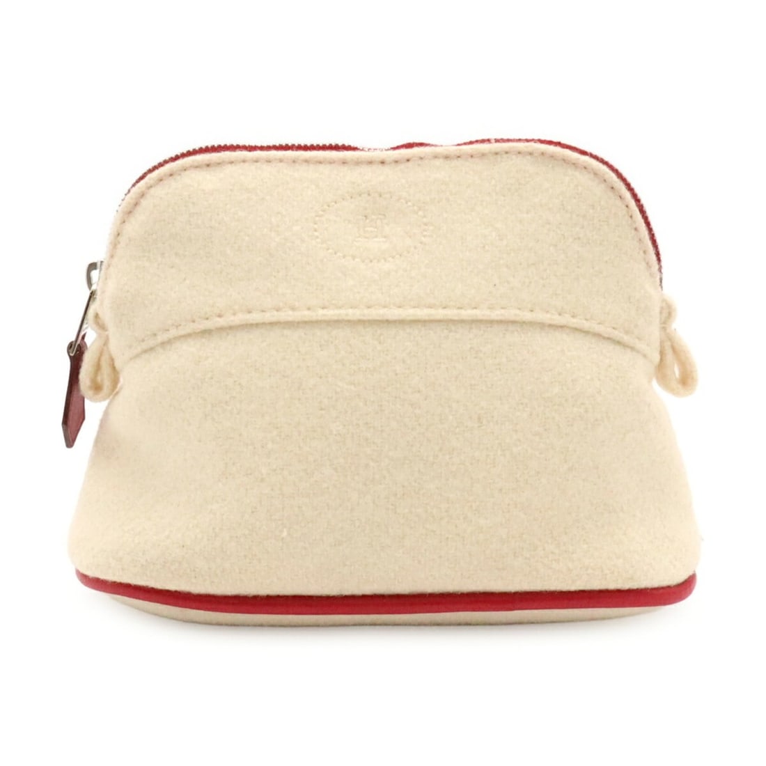 HERMES Bolide Pouch 16 Mini Handbag Felt Leather Ivory Red: --- Catalog ---Category: SizeSize (HxWxD): 11cm x 16cm x 6cm / 4.33'' x 6.29'' x 2.36''Category: DesignType: Handbag, PouchColor: Ivory, Red colorGender: WomenMaterial: Felt , Leather Category: Genera