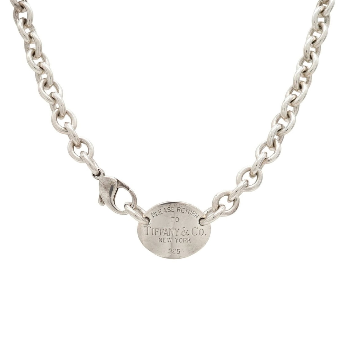 TIFFANY&Co. Tiffany Return to Necklace Pendant Choker Oval Tag Plate Chain SV925 Silver: --- Catalog ---Category: SizePendant Size: 18mm x 22mm / 0.7'' x 0.86''Neck Circumference: 46 cm / 18.11''Category: DesignColor: SilverGender: WomenMaterial: Silver 925Pendant Type: PendantNecklace Ty