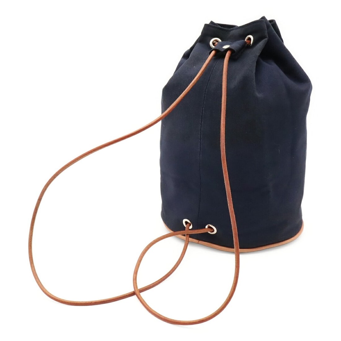 HERMES Polochon Mimil PM Shoulder Bag, Canvas and Leather, Navy Blue: --- Catalog ---Category: SizeSize (HxWxD): 30cm x 28cm x 19cm / 11.81'' x 11.02'' x 7.48''Category: DesignType: Shoulder bagColor: NavyGender: WomenMaterial: Canvas Category: GeneralBrand: Hermes--- I