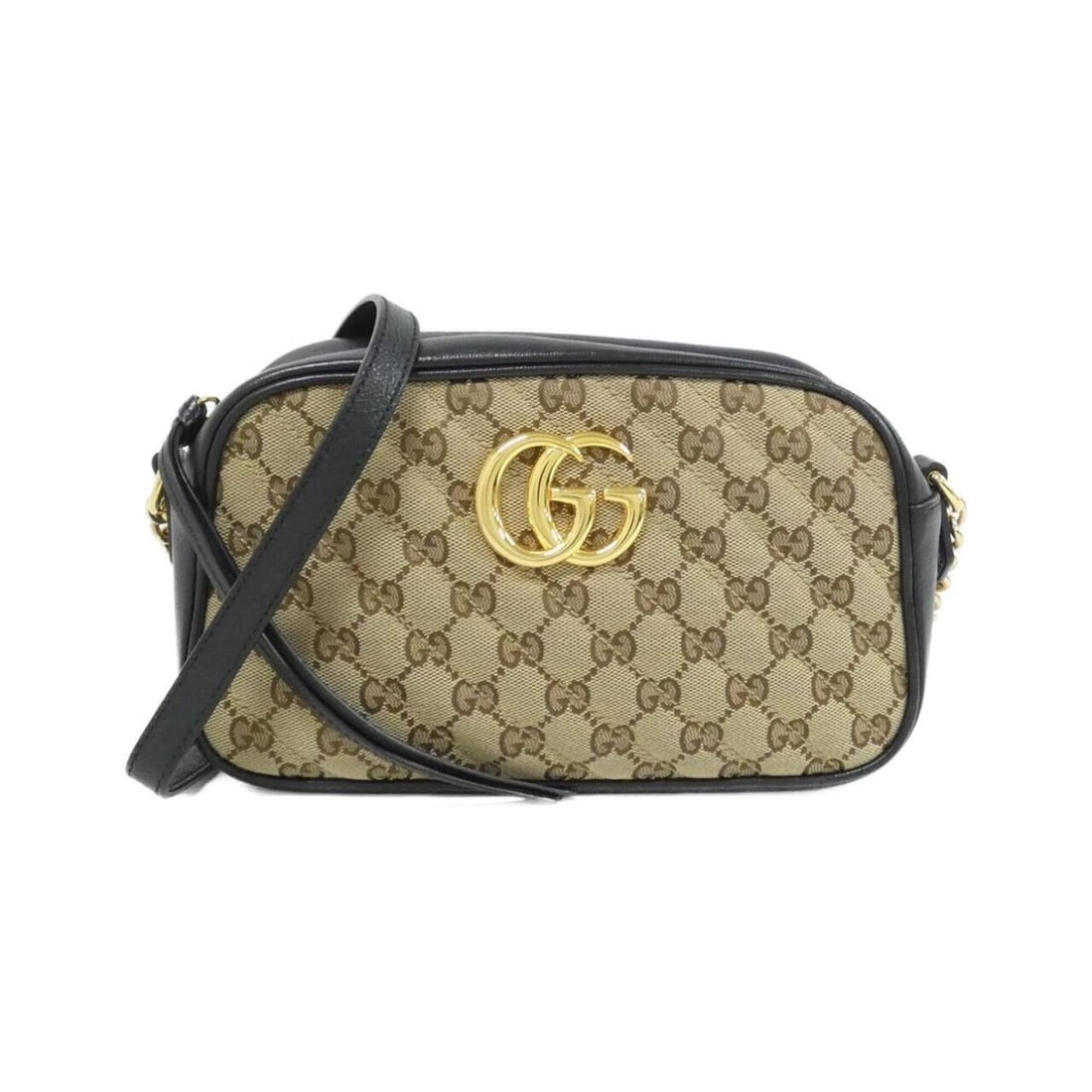 Gucci GG Marmont 447632 HVKEG Shoulder Bag: --- Catalog ---Category: SizeSize (HxWxD): 13cm x 23cm x 7cm / 5.11'' x 9.05'' x 2.75''Category: DesignType: Shoulder bagColor: Beige, BlackGender: WomenMaterial: GG canvas , Leather Category: General