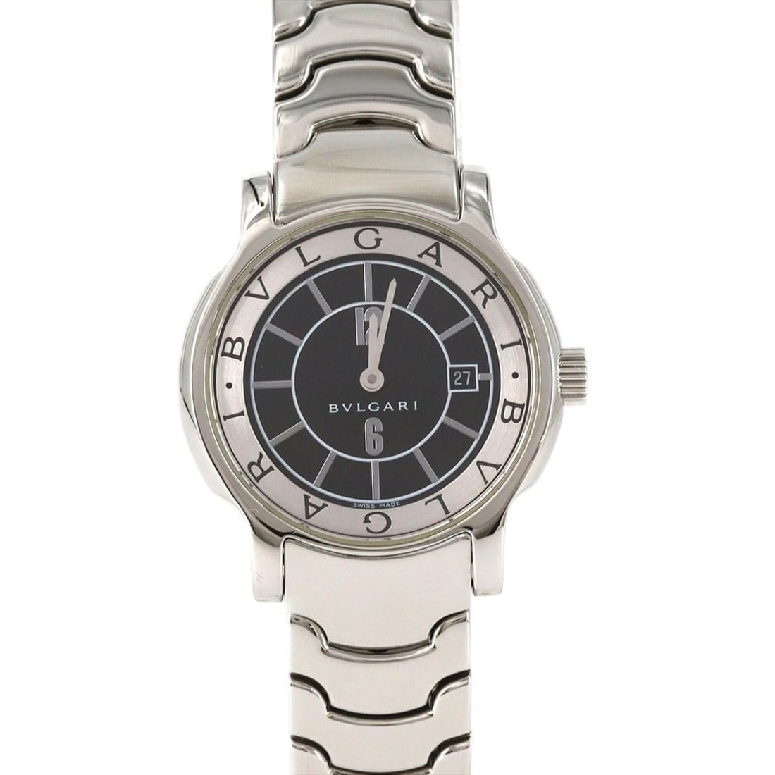 Bulgari Solotempo ST29S ST29BSSD Stainless Steel Quartz Watch: --- Catalog ---Category: SizeWrist Size: 14.5cm / 5.7''Case Diameter: 29mm / 1.14''Category: DesignType: WristwatchGender: WomenColor (Dial): BlackMaterial (Band): Stainless steelMaterial (Case): Stai