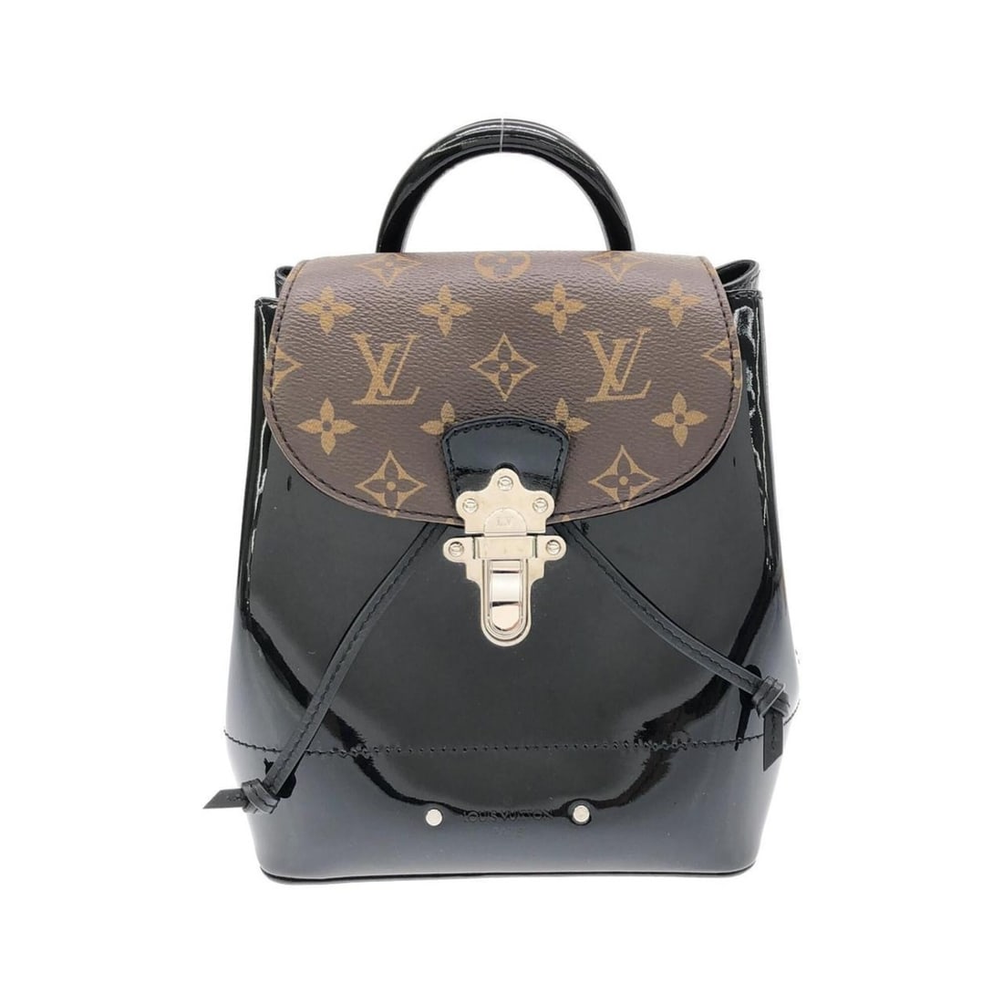Louis Vuitton Monogram Vernis Miroir Hot Spring M55769 Backpack: --- Catalog ---Category: SizeSize (HxWxD): 21cm x 21cm x 12.5cm / 8.26'' x 8.26'' x 4.92''Category: DesignType: BackpackColor: BlackGender: WomenMaterial: Coated canvas Hardware Color: