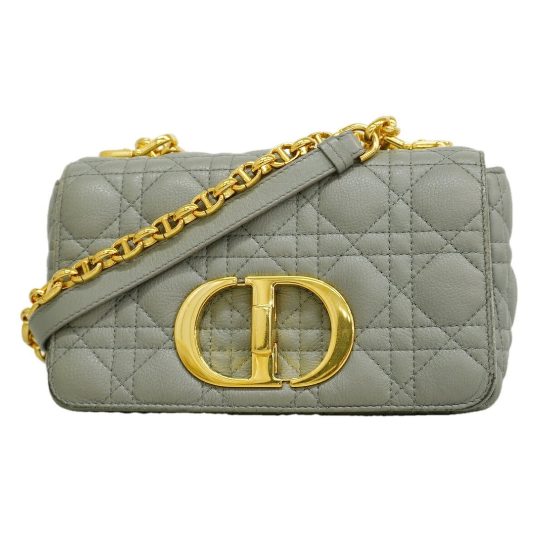 Christian Dior Cannage Caro Shoulder Bag, Leather, Gray, Women's: --- Catalog ---Category: SizeSize (HxWxD): 12.5cm x 20.5cm x 7.5cm / 4.92'' x 8.07'' x 2.95''Category: DesignType: Shoulder bagColor: GrayGender: WomenMaterial: Leather Hardware Color: GoldCategory: G