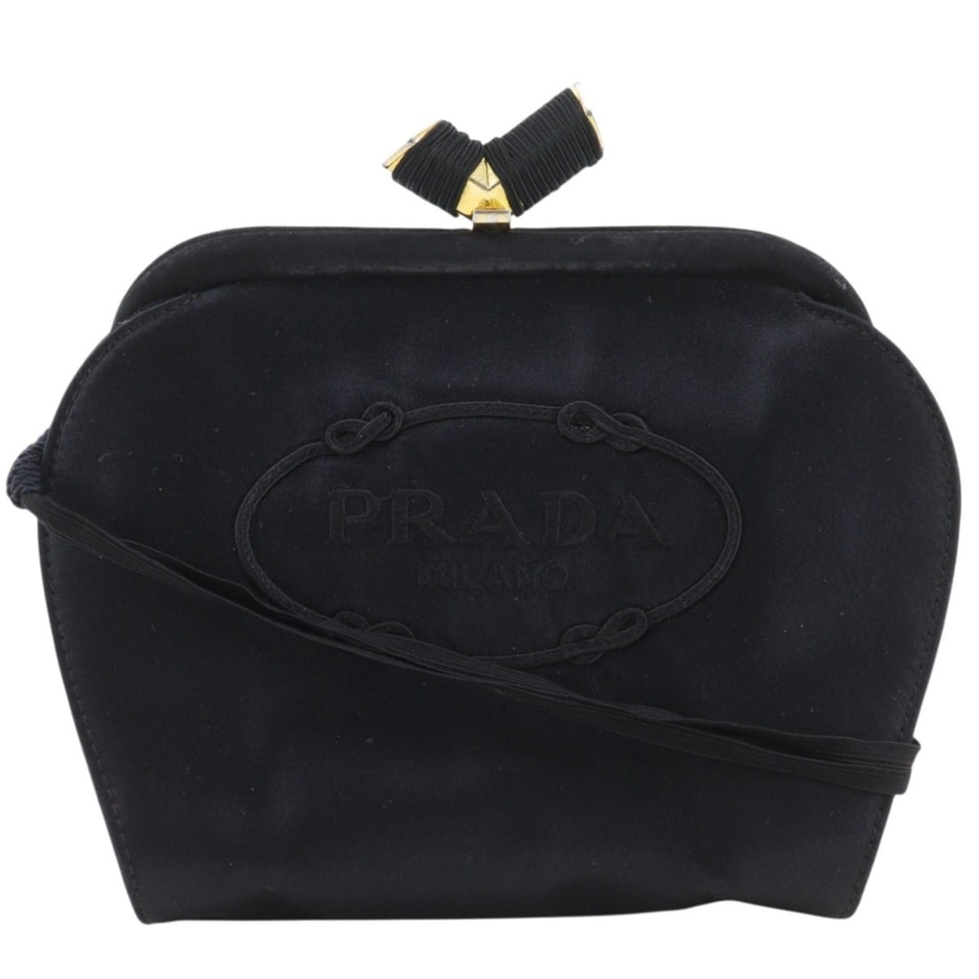 Prada PRADA Logo Shoulder Bag, Clasp Closure, 2-Way Clutch, Satin, Black, Crossbody, 2-Way, Logo,: --- Catalog ---Category: SizeSize (HxWxD): 14cm x 19cm x 6.5cm / 5.51'' x 7.48'' x 2.55''Category: DesignType: Shoulder bagColor: BlackGender: WomenMaterial: Satin Category: GeneralBrand: Prada--- Ite