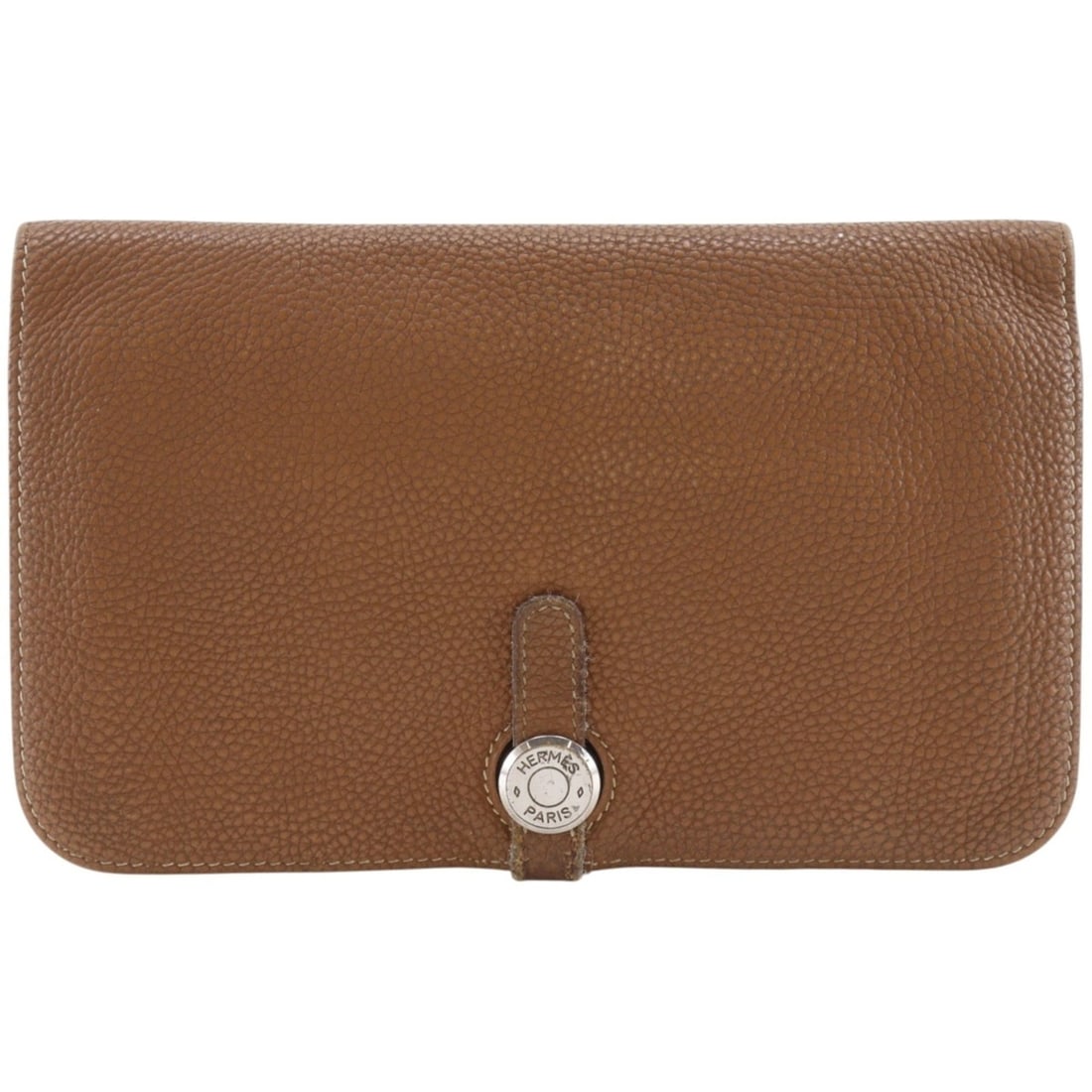 Hermes Dogon Long Wallet, Taurillon Clemence Leather, Gold, 2005 Model, Brown, ?I, Belt Buckle, (1 of 20)