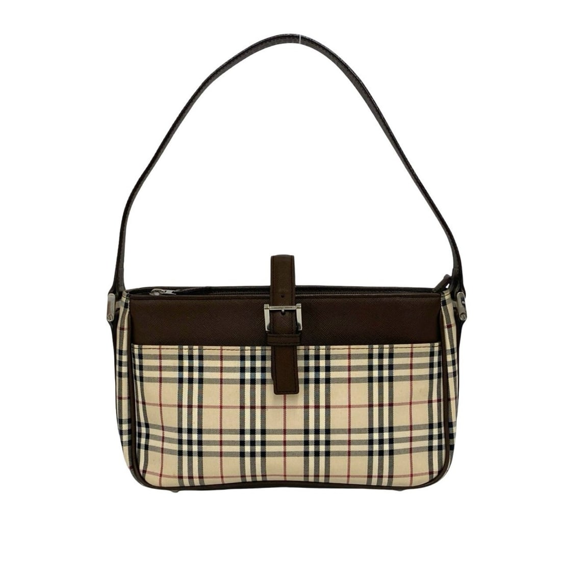 BURBERRY Nova Check pattern canvas leather semi-one shoulder bag mini tote beige 49489 (1 of 10)