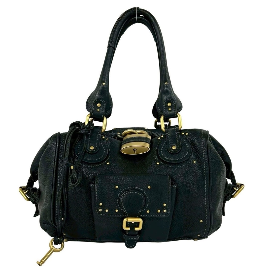 Chloé Chloe Paddington Logo Engraved Hardware Leather Handbag Tote Bag Black 46293 (1 of 14)