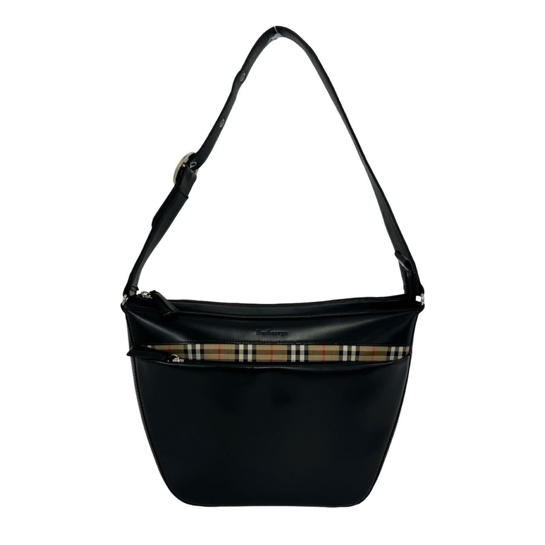 Burberrys Vintage Logo Nova Check Leather Canvas Semi One-Shoulder Bag Black pa8-9: --- Catalog ---Category: SizeSize (HxWxD): 21cm x 29cm x 9cm / 8.26'' x 11.41'' x 3.54''Category: DesignType: Shoulder bagColor: Beige, BlackGender: WomenMaterial: Leather , Canvas Category: GeneralBr