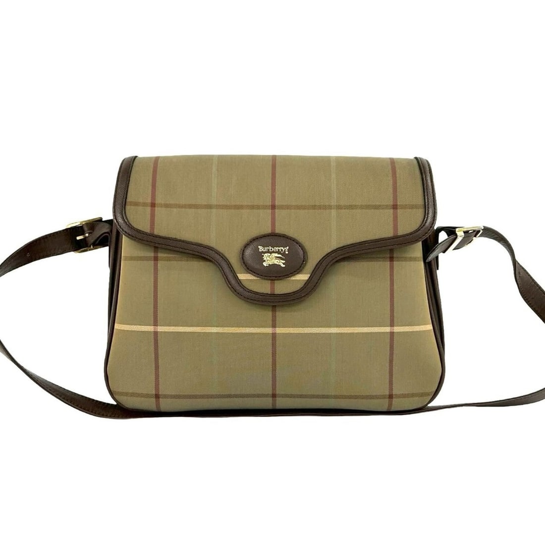 Burberrys Shadow Horse Logo Nova Check Pattern Canvas Leather Shoulder Bag, Khaki Brown, 22164: --- Catalog ---Category: SizeSize (HxWxD): 23cm x 29cm x 5cm / 9.05'' x 11.41'' x 1.96''Category: DesignType: Shoulder bagColor: Brown, KhakiGender: WomenMaterial: Canvas , Leather Category: GeneralBr