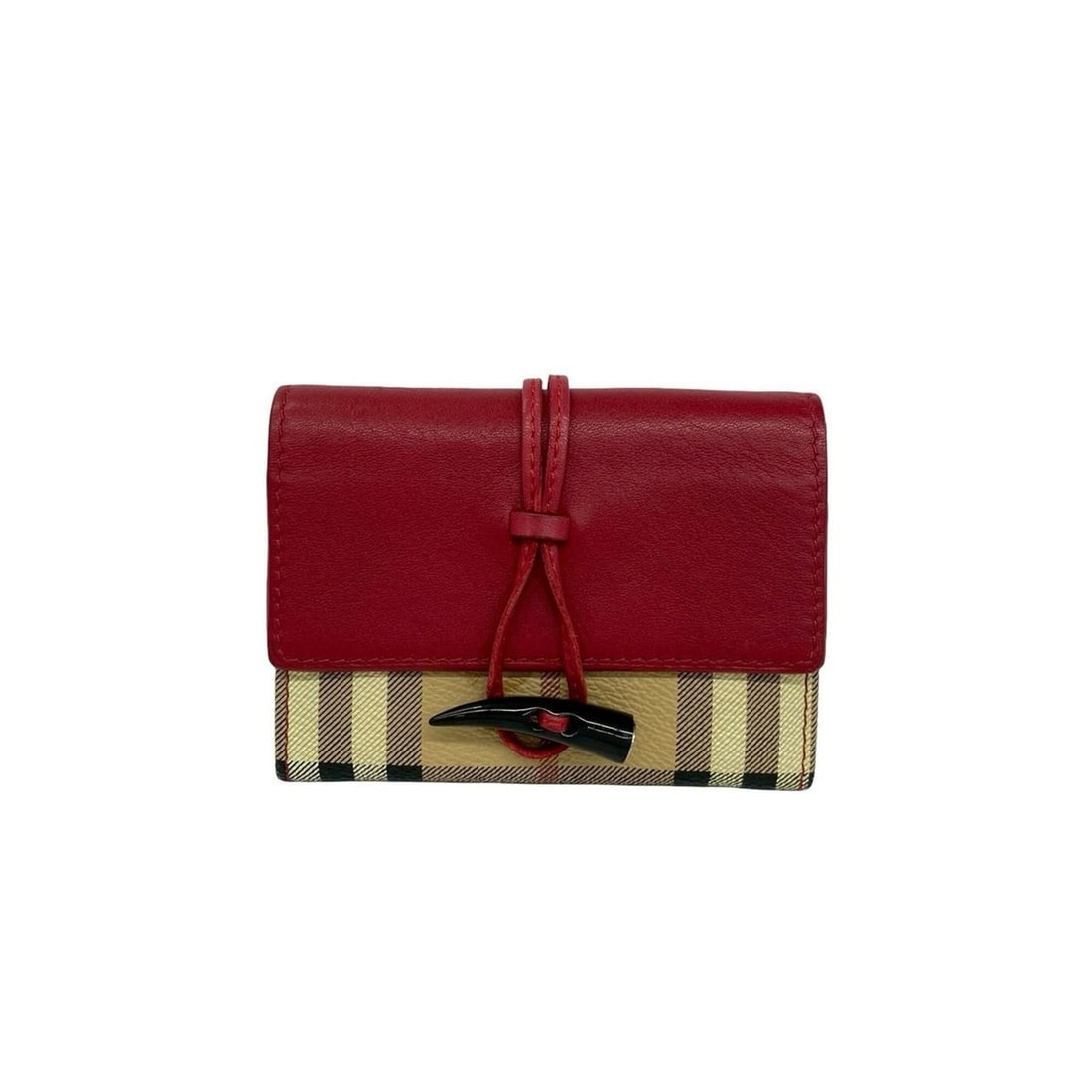 BURBERRY Nova Check Shadow Horse Pattern Leather Business Card Holder/Card Case Wallet Beige Red: --- Catalog ---Category: DesignType: Card caseColor: Beige, Red colorGender: WomenMaterial: Leather , PVC Category: GeneralBrand: BurberryCategory: Physical PropertiesSize (HxWxD): 8cm x 10.3cm x 1.8c