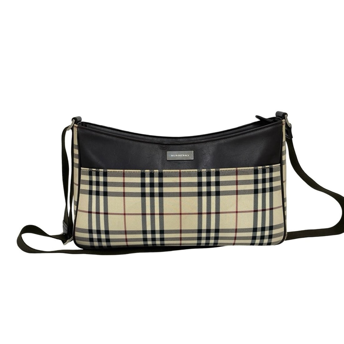 BURBERRY Burberry Logo Hardware Nova Check Pattern Canvas Leather Genuine Shoulder Bag Pouch Beige: --- Catalog ---Category: SizeSize (HxWxD): 17.5cm x 33cm x 8cm / 6.88'' x 12.99'' x 3.14''Category: DesignType: Pochette, Shoulder bagColor: Beige, BrownGender: WomenMaterial: Canvas , Leather Categor