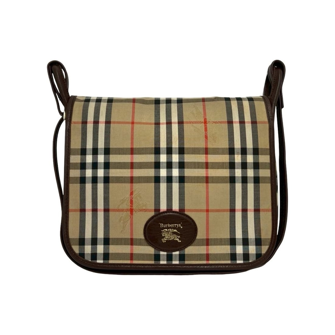 Burberrys Nova Check Shadow Horse Pattern Canvas Leather Shoulder Bag, Beige/Brown, 62695: --- Catalog ---Category: SizeSize (HxWxD): 23.5cm x 27.5cm x 8cm / 9.25'' x 10.82'' x 3.14''Category: DesignType: Shoulder bagColor: Beige, BrownGender: WomenMaterial: Canvas , Leather Category: Gener