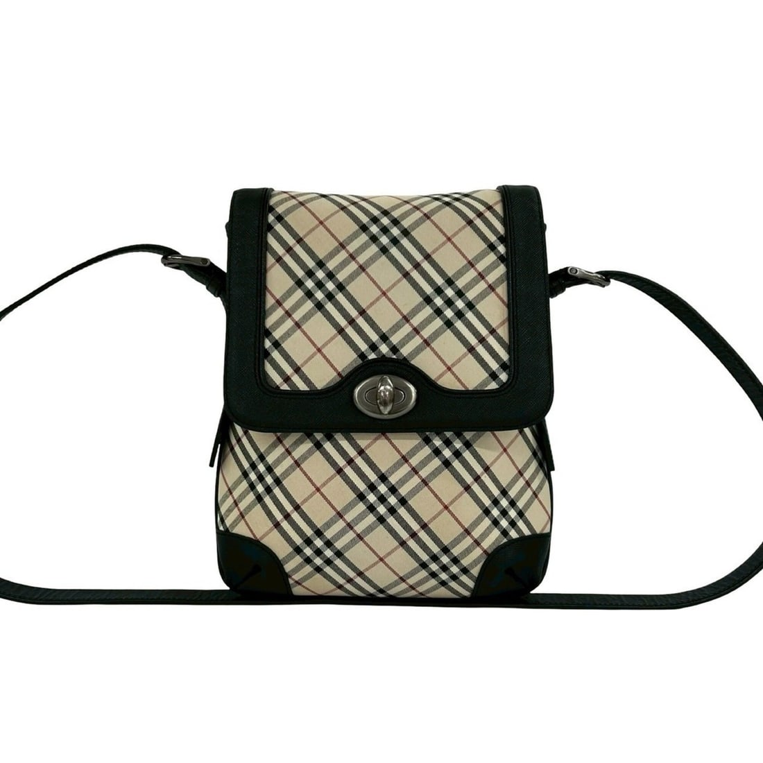 BURBERRY Nova Check Pattern Turnlock Canvas Leather Shoulder Bag Beige Black 80542: --- Catalog ---Category: SizeSize (HxWxD): 29cm x 24.5cm / 11.41'' x 9.64''Category: DesignType: Shoulder bagColor: Beige, BlackGender: WomenMaterial: Canvas , Leather Category: GeneralBrand: Burberry