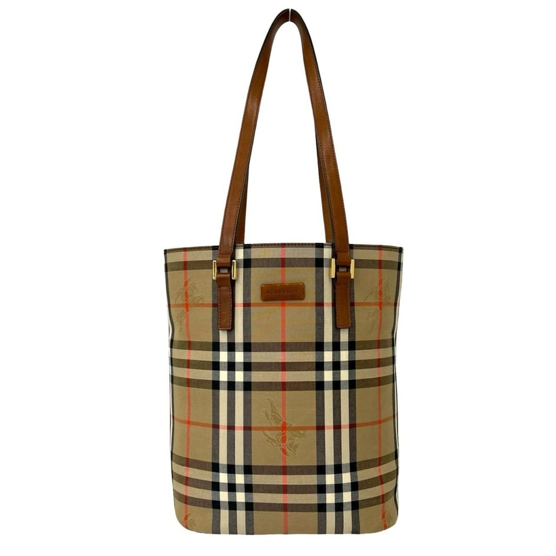 BURBERRY Nova Check Shadow Horse Pattern Logo Canvas Leather Tote Bag Beige Brown 44995: --- Catalog ---Category: SizeSize (HxWxD): 28cm x 22cm x 13cm / 11.02'' x 8.66'' x 5.11''Category: DesignType: Tote bagColor: Beige, BrownGender: WomenMaterial: Canvas , Leather Category: GeneralBrand