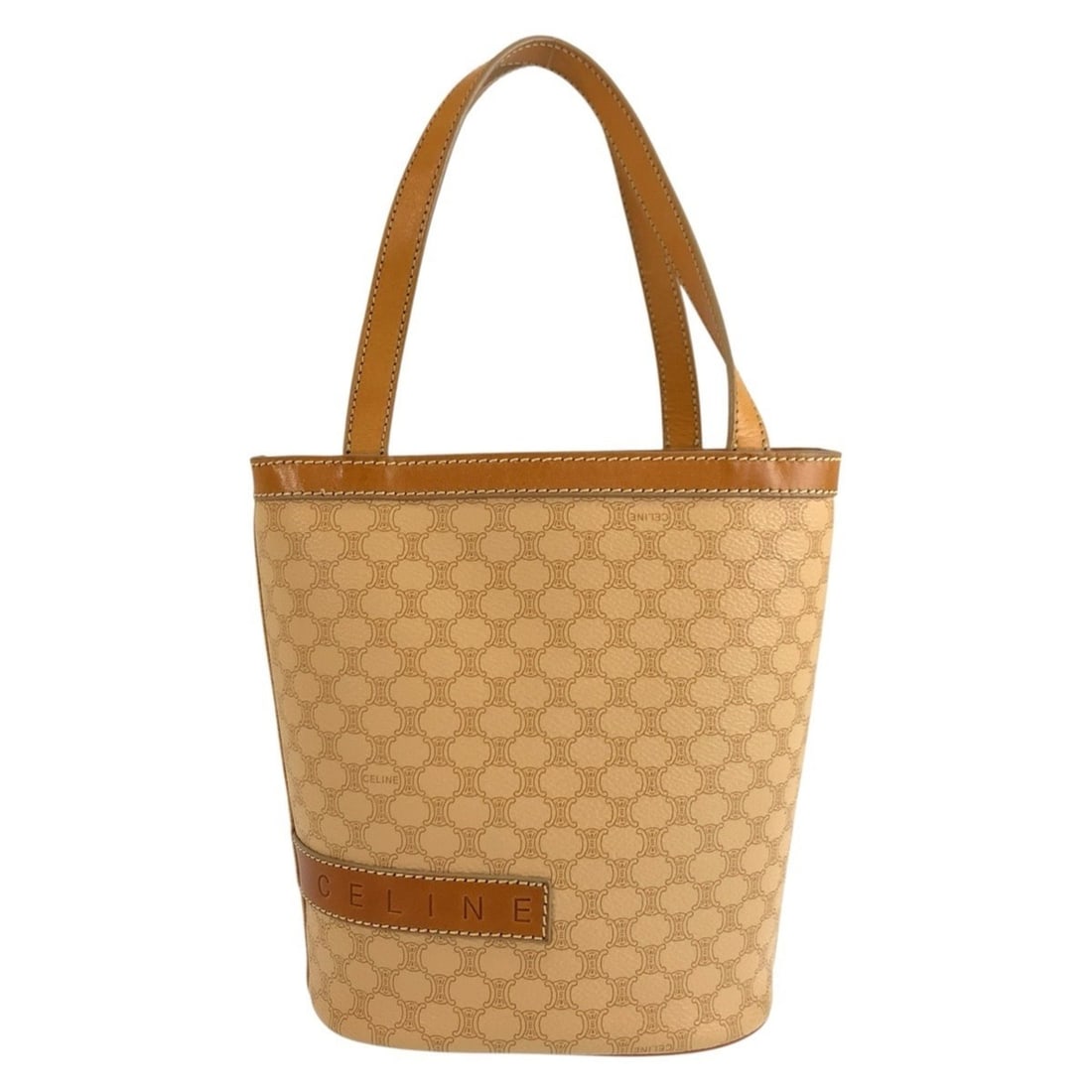 CELINE Vintage Macadam Beige Brown MC00 2 Tote Bag Handbag for Women